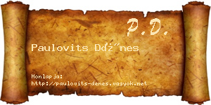 Paulovits Dénes névjegykártya
