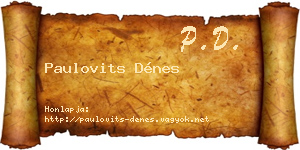 Paulovits Dénes névjegykártya